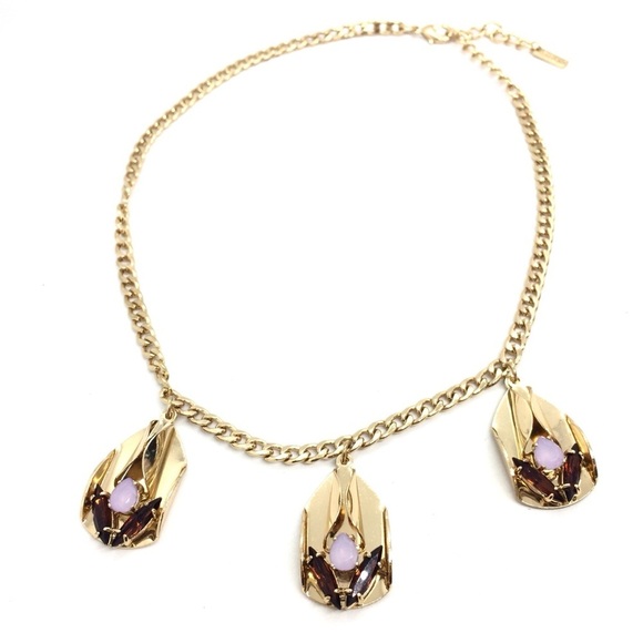 3/$30 JEWELMINT ART DECO STYLE GOLD STATEMENT NECKLACE OPAL RHINESTONE CHAIN - Picture 8 of 17